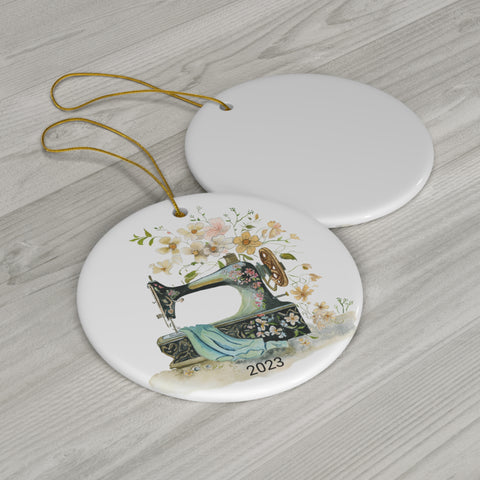 Sewing Inspirations Ceramic Round Ornament