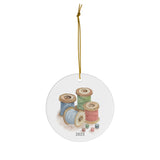Sewing Thread Spools Ceramic Round Ornament