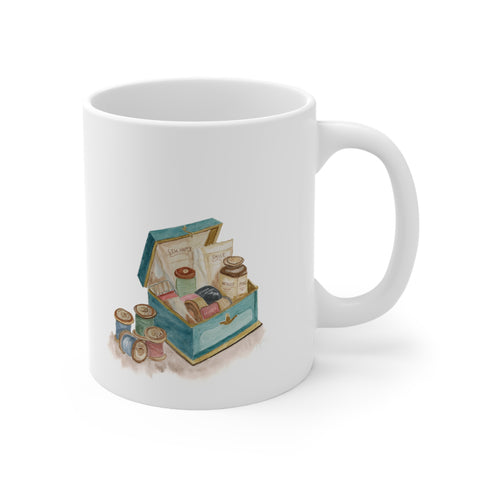 Antique Sewing Box Ceramic Mug 11oz