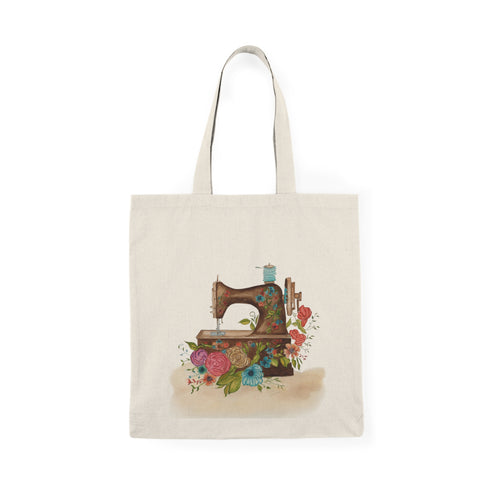 Antique Sewing Machine  -  Natural Tote Bag