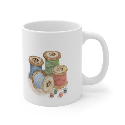 Sewing Thread Spools Ceramic Mug 11oz