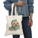 Antique Sewing Box  Natural Tote Bag