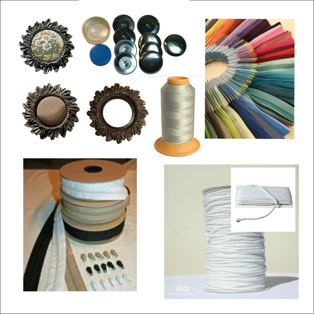 Buttons, Welt Cord, &Pillow & Cushion Zippers