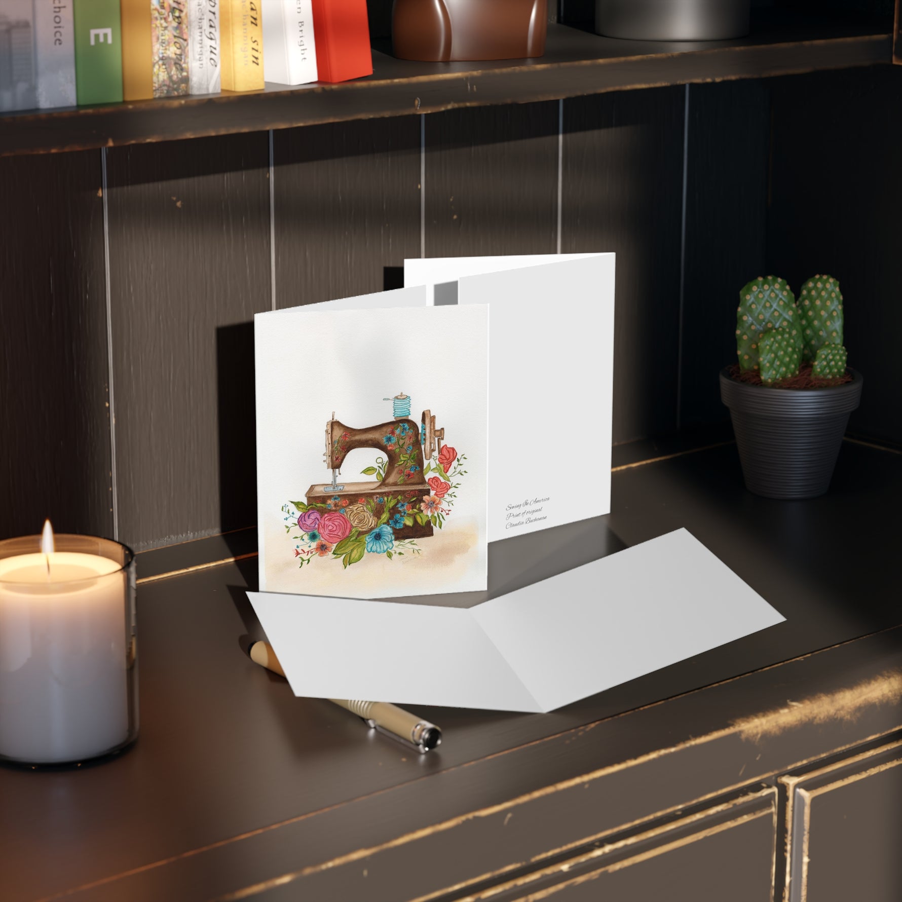 Brown Sewing Machine  - Greeting cards (8, 16, and 24 pcs)