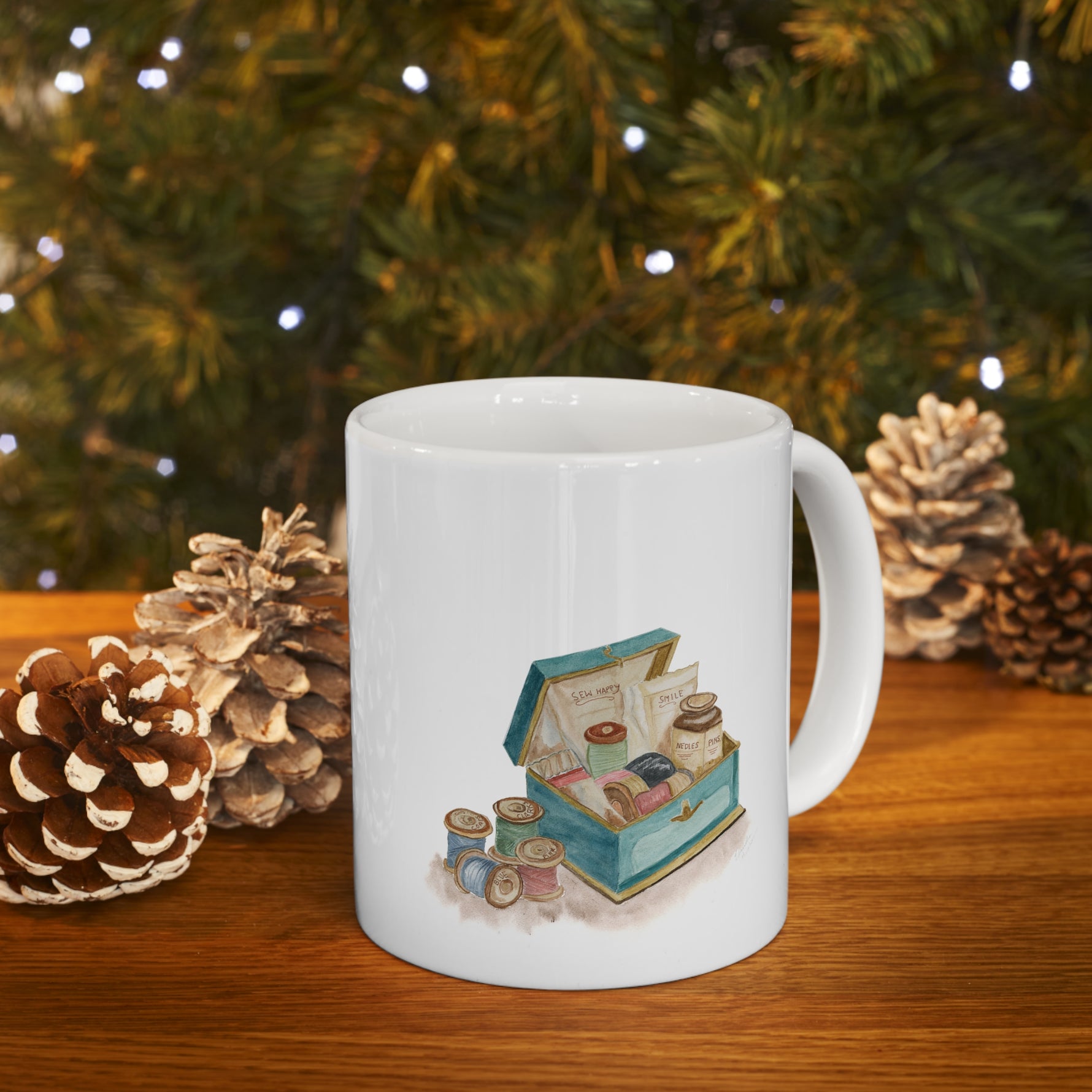 Antique Sewing Box Ceramic Mug 11oz