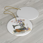 Fall Sewing  Inspirations Ceramic Round Ornament