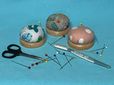 3 Wooden Base Fabric Pincushion set
