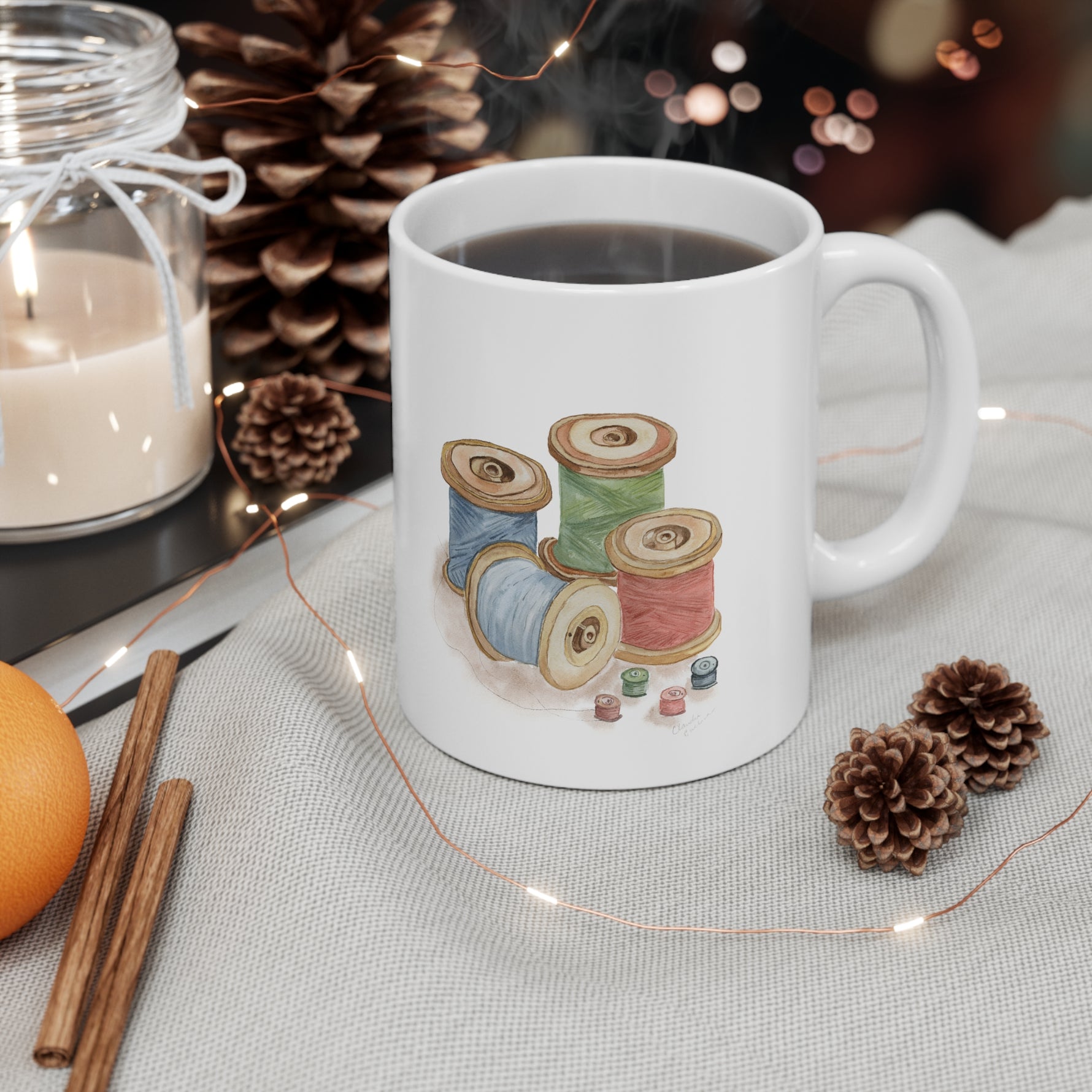 Sewing Thread Spools Ceramic Mug 11oz
