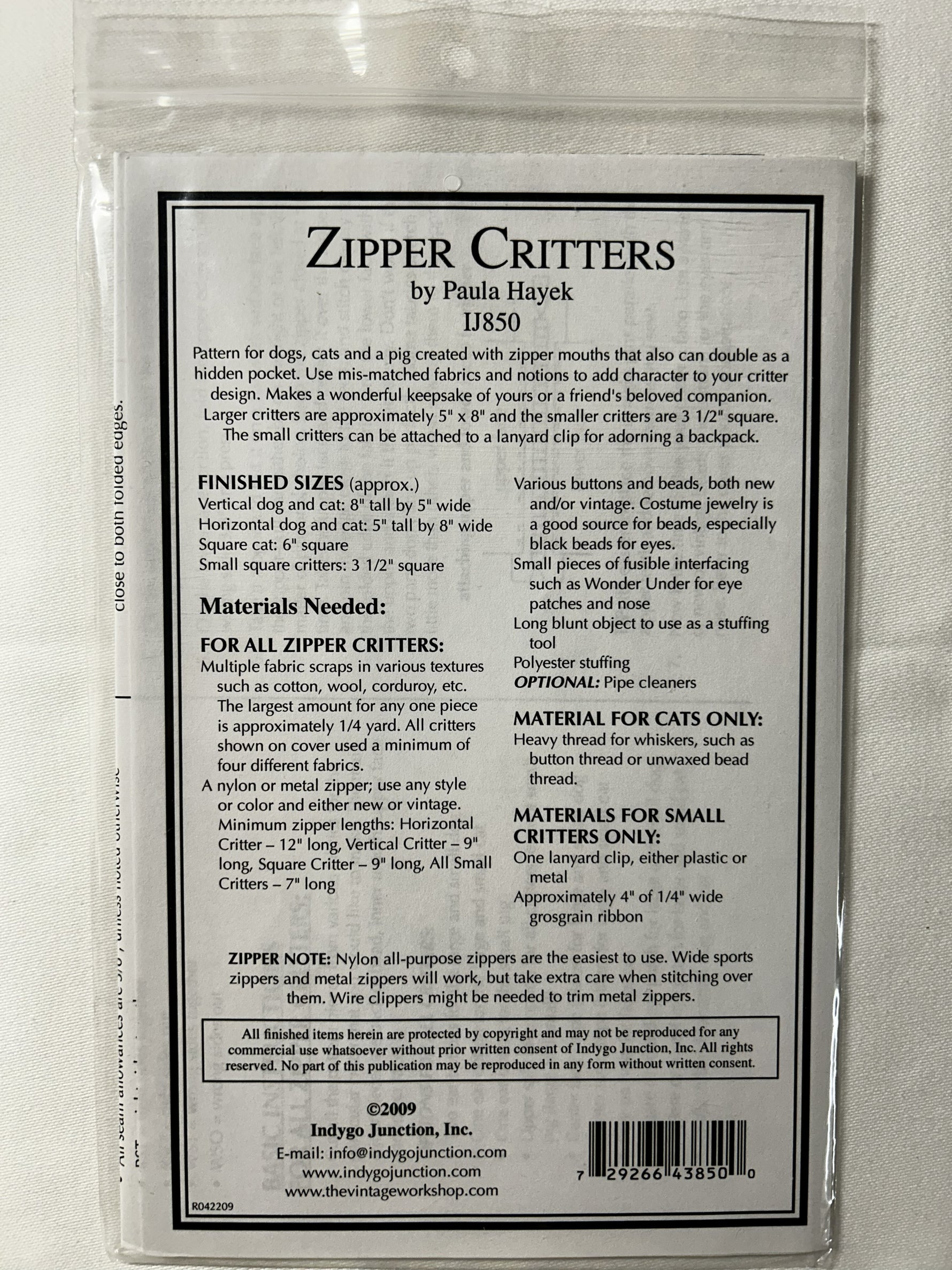 IJ850 Zipper Critters