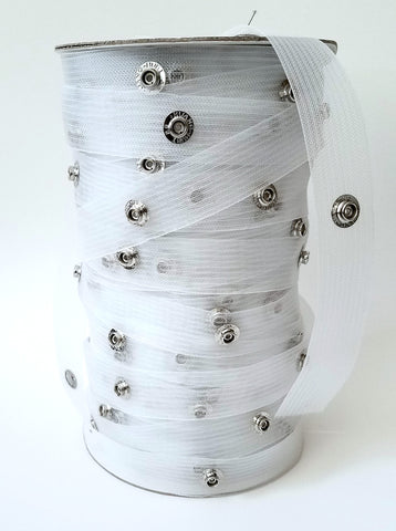 Ripplefold Snap Tape for Traverse Pole & CS Track~White~(by the yard)