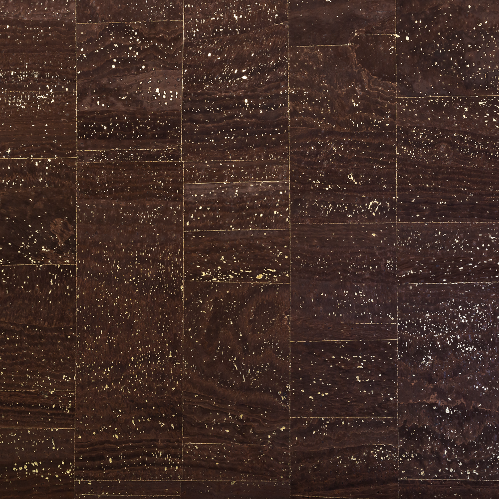 Dark Chocolate Brown Gold Flecked Cork Fabric