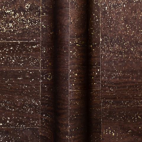 Dark Chocolate Brown Gold Flecked Cork Fabric