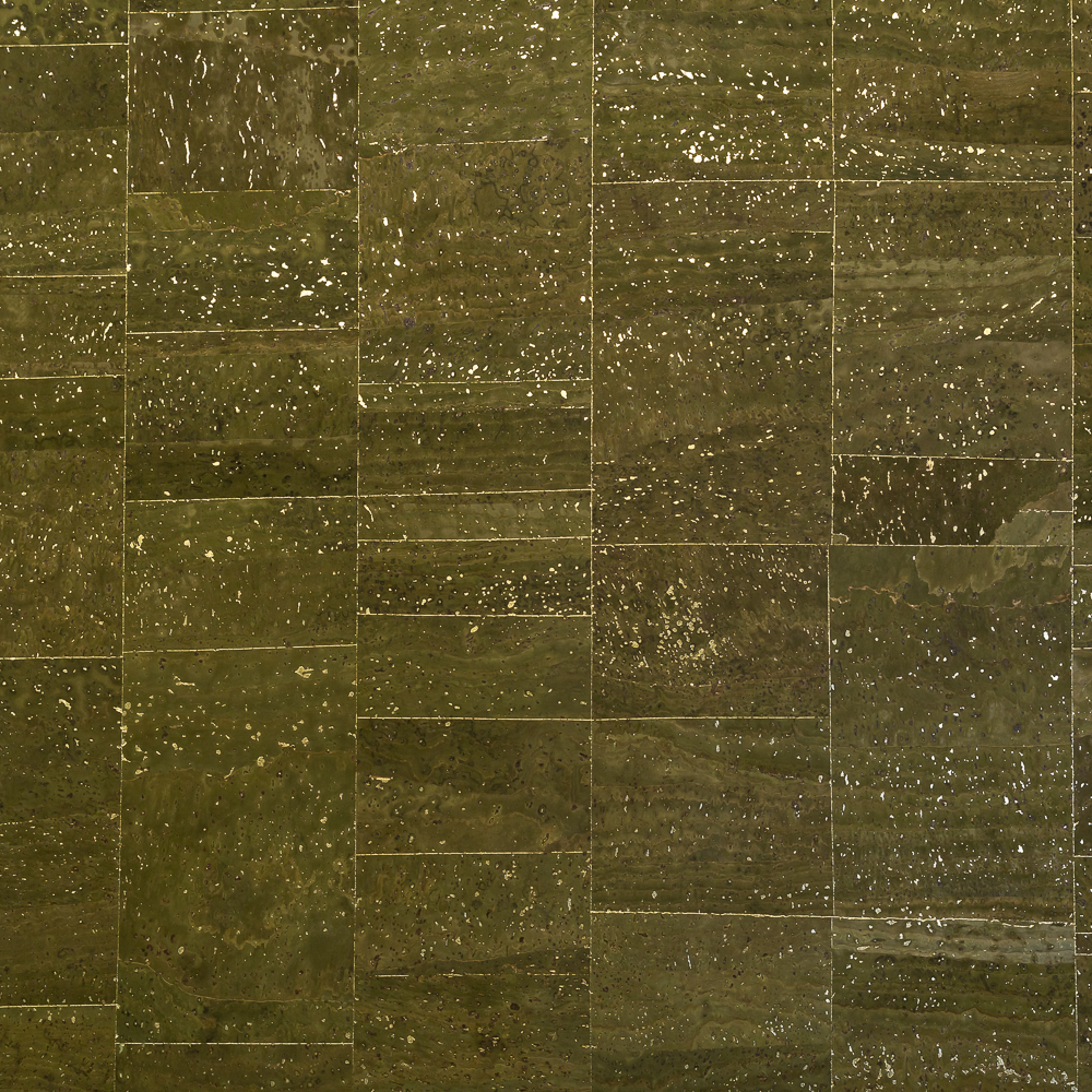 Olive Green  Gold Fleck Cork Fabric