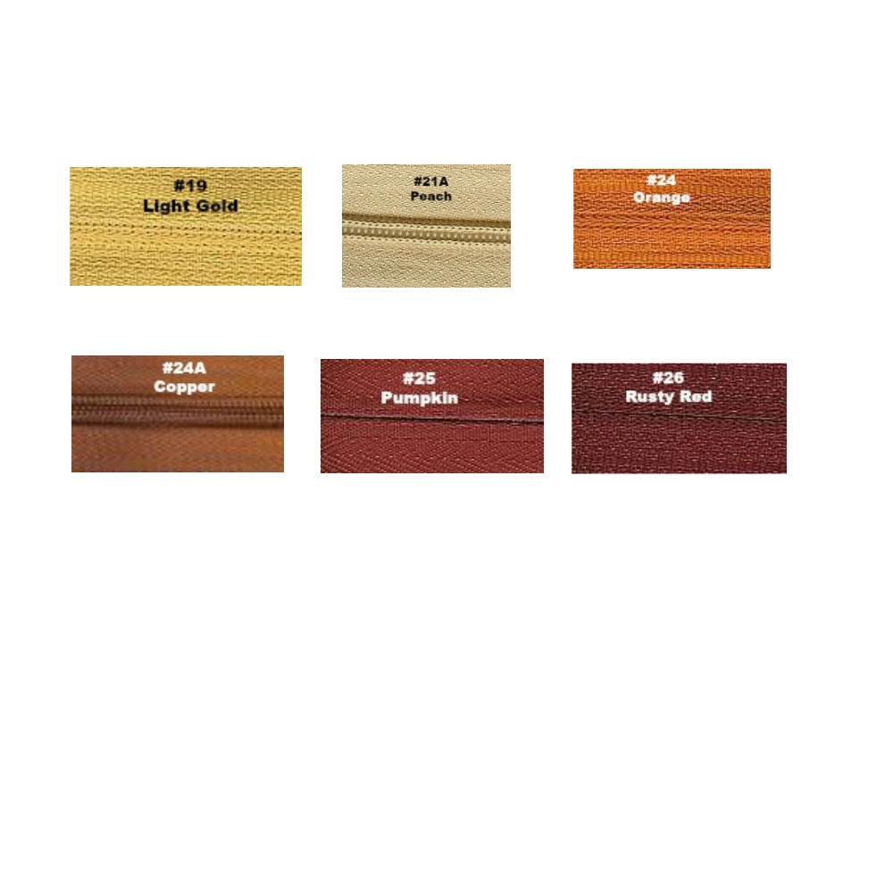 Gold orange copper rust invisible zippers