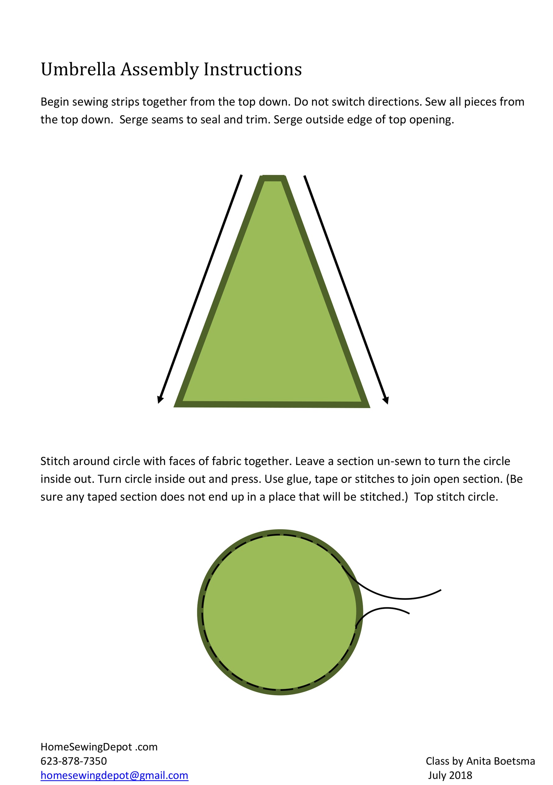 Instructions for making a umbrella