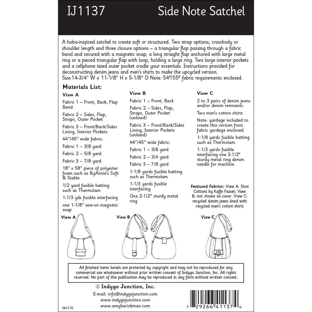 IJ1137 Side Note Satchel by Indygo Junction