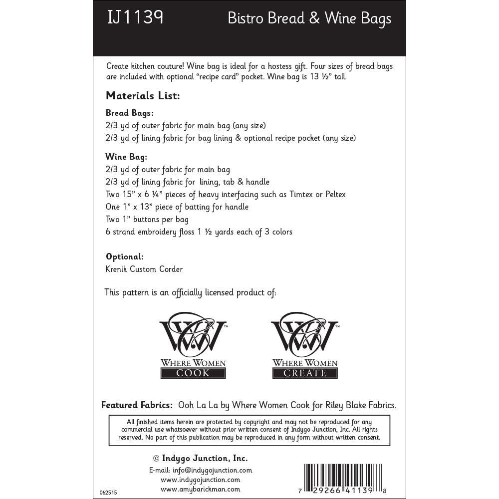 IJ1139 Bistro Bread & Wine Bag by Indygo Junction