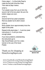 instructions for Quick Pleater Page 2