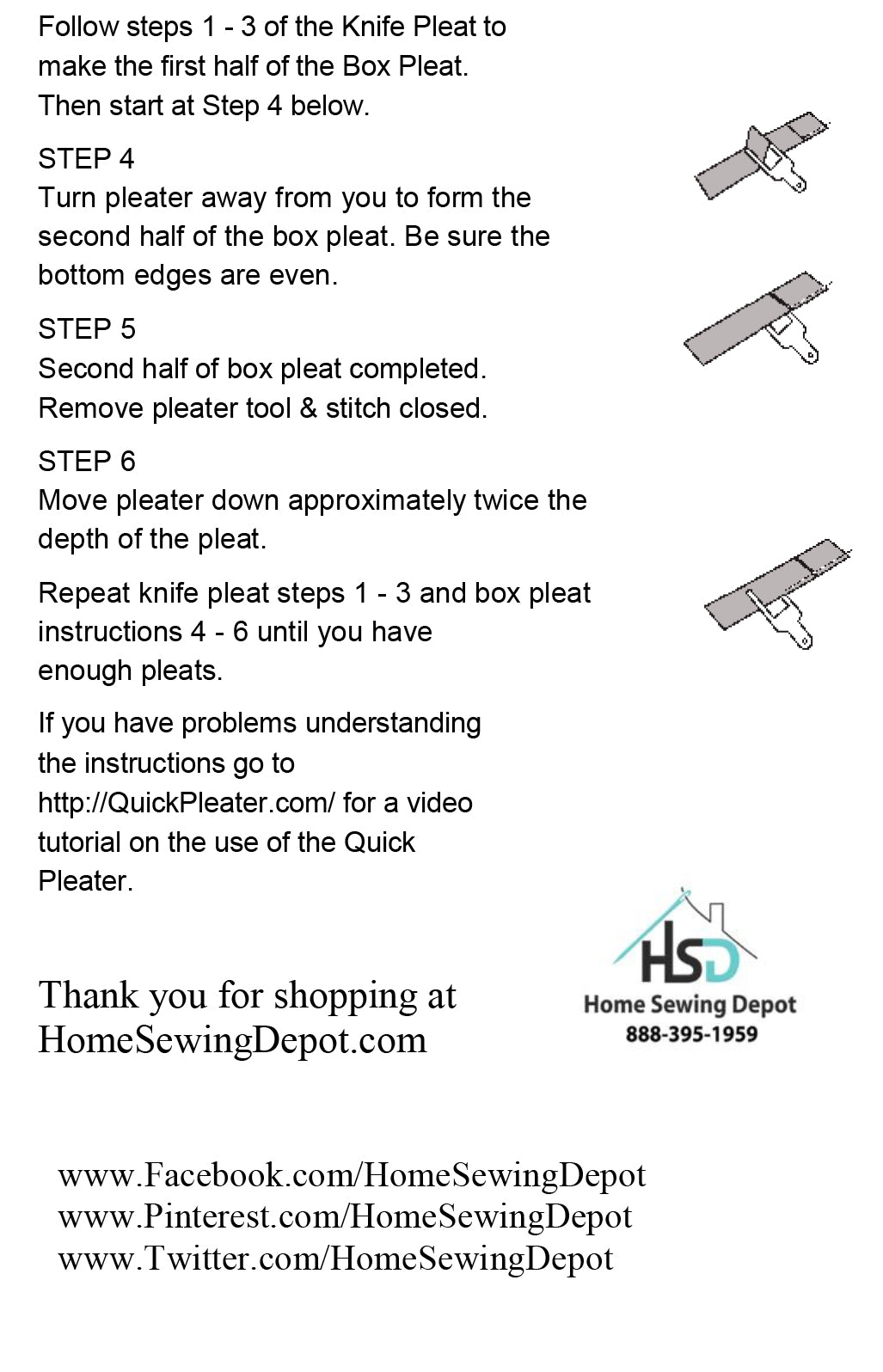 instructions for Quick Pleater Page 2