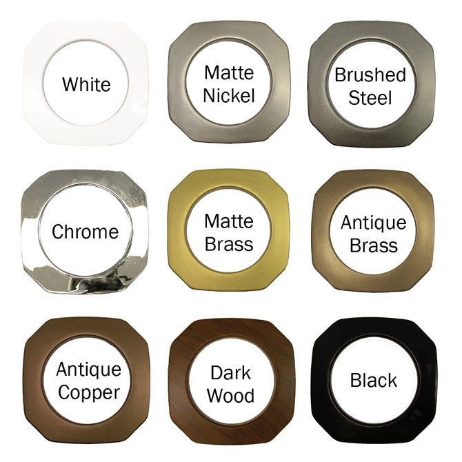 Square Plastic Grommets,  1 3/8" ID, #10,  9 Colors, 8 Pack