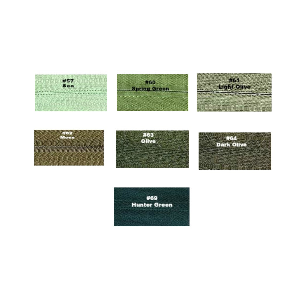 GREEN SHADES OF INVISBLE ZIPPERS